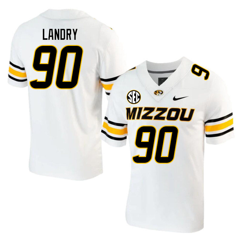 Men #90 Josh Landry Missouri Tigers College 2023 Football Stitched Jerseys Sale-White
